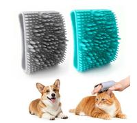 Set di 2 spazzole Grooming per gatti e cani, morbido silicone Detangling & Massaging Brush, ergonomiche Handle for Shiny Coat, Blue and Grey Dog Brush