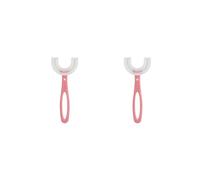 Set di 2 spazzole manuali per la pulizia dei denti dei bambini, a forma di U, colore rosa, 6-12 anni