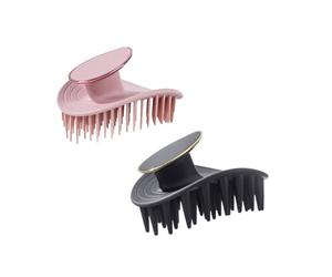 Set di 2 spazzole massaggianti per cuoio capelluto, setole grossolane e setole lunghe, per lavaggio dei capelli, uso bagnato e asciutto, sollievo da prurito e stress, spazzola per la pulizia profonda