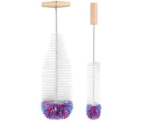 Set di 2 spazzole per bottiglie, 35 cm, compatibile con bottiglie di vetro Sodastream, spazzola per bottiglie di vetro, per caraffa di bicchiere/biberon, colore bianco