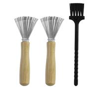 Set di 2 spazzole per capelli, con manico in legno, spazzola per la pulizia del pettine, con 1 spazzola piccola, per casa, gite, viaggi, pettini, tappeti