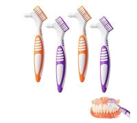 Set di 2 Spazzole per la Pulizia della Dentiera - Spazzola Portatile con Setole Multistrato e Impugnatura Ergonomica - Spazzola Efficace per la Manutenzione delle Protesi Dentali - Colori Vivaci