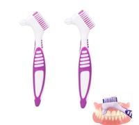 Set di 2 Spazzole per la Pulizia della Dentiera, Spazzola Rigida Portatile per Dentiere Strumento per la Pulizia di Dentiere e Protesi Dentarie