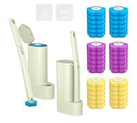 Set di 2 spazzole per WC usa e getta, con manico allungato e supporto, con 36 ricariche detergenti, scopino usa e getta per la pulizia del bagno, lavabo, vasca e pavimento