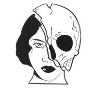 Set di 2 spille artistiche Alice con teschio smaltato, distintivo per amici, Klein, Metallo non prezioso