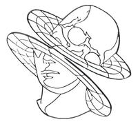 Set di 2 spille artistiche Alice con teschio smaltato, distintivo per amici, Klein, Metallo non prezioso