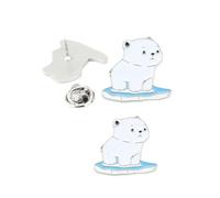 Set di 2 spille in smalto con orso polare per proteggere la coscienza degli animali polari, in lega metallica, 2,5 cm x 2,3 cm, metallo, senza pietre preziose, 2,5 cm x 2,3 cm, 2,5 cm, 2.5cm
