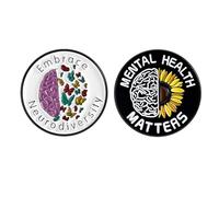 Set di 2 spille per la consapevolezza della neurodiversità e della salute mentale - Potenziare la messaggistica positiva per la salute mentale e la diversità