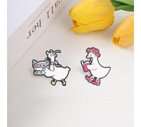 Set di 2 spille smaltate per amanti dei libri e dell'oca bianca, a forma di cuore, cappello da cowboy, stivale, lettura, oca, bavero, distintivi per giacca di jeans, zaino, gioielli regalo