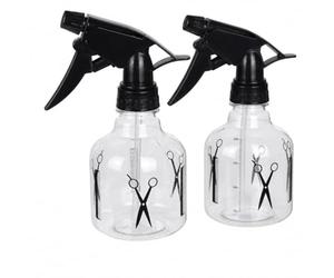 Set di 2 spruzzatori spray con nebulizzatore regolabile, 250 ml, plastica trasparente con pettine e forbici, per cucina, bagno, salone, giardino, animali domestici