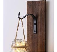 Set di 2 staffe in metallo da appendere per cesti, ganci per uso esterno e interno, con forte capacità portante, per ganci, lanterne, piante e oggetti decorativi (nero)