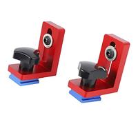 Set di 2 staffe scorrevoli a T for utensili for la lavorazione del legno con profili in alluminio. Le guide a T non sono incluse. Rosso e nero.