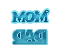 Set di 2 stampi in silicone con scritta "Dad" e "Mom", in resina epossidica, per orecchini, ciondoli