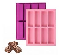 Set di 2 Stampi in Silicone per Dolci e Mini Plumcake, Stampo Rettangolare Antiaderente per Barrette ai Cereali e Pane, Teglia Multicavità Senza BPA, Colore Crema e Viola