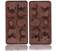 Set di 2 stampi natalizi per cioccolato, 10 stampi in silicone antiaderente (omino di pan di zenzero, Babbo Natale, albero, fiocco di neve, stella) per cottura fai da te, caramelle, fondente