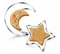 Set di 2 stampi per biscotti a forma di stella e luna, in acciaio inox, adatti per panini, fondente e ciambelle, ideali per la colazione dei bambini