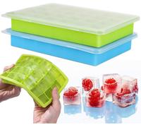 Set di 2 stampi per ghiaccio in silicone con coperchio, senza BPA, impilati e si