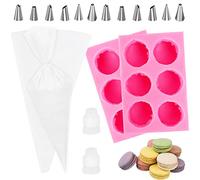 Set di 2 stampi per macaron in silicone 3D con 6 cavità, stampo per caramelle macaron fondente con 2 tasche e 12 bussole per hamburger, muffin, cioccolato, candele