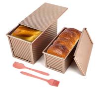 Set di 2 Stampi per Pane in Cassetta con Coperchio - Stampo Antiaderente per Pane, Torte e Dolci, Stampo Plumcake, Pratico per Uso Domestico, con 1 Spatola in Silicone e 1 Pennello in Silicone.