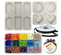 Set di 2 stampi per sapone in silicone con fori per appenderli, 5 forme per