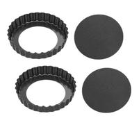 Set di 2 stampi per torte con fondo di sollevamento, Ø 12 cm x 2 cm, forma rotonda per torta, forma a pie, con scanalature, teglia scanalata, fondo mobile, robusto acciaio al carbonio, materiale