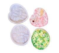 Set di 2 stampi rotondi in resina per anelli a forma di cuore, per la creazione di gioielli, in silicone per uso alimentare, riutilizzabili, stampi artigianali in silicone