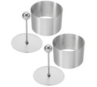 Set di 2 stampi rotondi per sushi e riso, piccoli anelli rotondi in acciaio inox, con spingitore, per tiramisù, onigiri, per cucinare cibo, mousse, biscotti, cottura e dessert (8 x 8 x 5 cm)