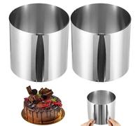 Set di 2 stampi rotondi regolabili per torte, anelli da forno in acciaio inox da 15,5 a 30,5 cm, con scala, mousse e dessert