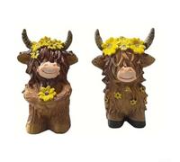 Set di 2 statue in resina a forma di mucca di montagna, pezzi decorativi per spazi abitativi, banconi della cucina o scrivanie da ufficio