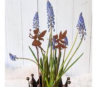 Set di 2 statuette di elfi in metallo, decorazione per giardino, aiuola, balcone, decorazione da giardino