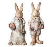 Set di 2 statuine decorative da giardino a forma di coniglietti Elemento decorat