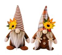 Set di 2 statuine di bambole senza volto e gnomo progettate per l'autunno e il Ringraziamento, decorazione per la casa per creare un'atmosfera invitante stagionale