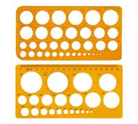 Set di 2 stencil a cerchio in plastica trasparente arancione, modello geometrico di precisione per disegno tecnico, architettura, ufficio, scuola e progetti creativi