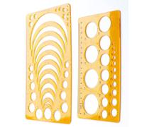 Set di 2 stencil in plastica per disegno geometrico, raggio, arco, matrice per misurare e disegnare geometricamente (colore arancione)