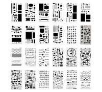 Set di 2 stencil per diario, per agenda, riutilizzabili, per pianificatori quotidiani, programmi settimanali, studi, registri delle sessioni e diario personale (geometria 24 pezzi)