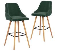 Set di 2 stools da bar in velluto verde scuro, per la sala da pranzo