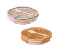 Set di 2 Stoviglie per Forno a Microonde, Piatto per Forno a Microonde, Stoviglie per Microonde, con 3 Scomparti e Coperchi, Cucchiaio, Lavabile in Lavastoviglie
