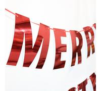Set di 2 striscioni "Buon Natale", striscioni per feste di Natale rossi e argento, decorazioni rustiche per feste di Natale in stile fattori