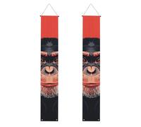 Set di 2 striscioni per portico, in poliestere, motivo: gorilla, colore nero, per porta d'ingresso, cortile, cerimonia o festa, riutilizzabili e lavabili con aste e corde