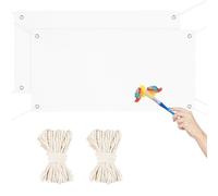Set di 2 striscioni vuote, 120 x 60 cm, con occhielli, colore bianco, con corda da 8 m, per dipingere il fai da te, per il fai da te, per il compleanno, per la festa della gioventù, per feste