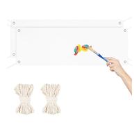 Set di 2 striscioni vuote, 180 x 60 cm, con occhielli, colore bianco, con corda da 8 m, per dipingere il fai da te, per il fai da te, per il compleanno, per la festa della gioventù, per feste