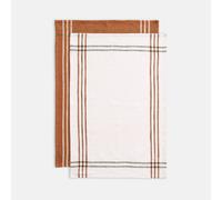 Set di 2 strofinacci a righe, cotone spesso, SIRIA Beige conf. da 2