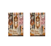 Set di 2 strofinacci da cucina a forma di cane pastore delle Shetland Shetland, divertenti e spaventosi panni con stampa di scheletri e fantasmi spaventosi, ad asciugatura rapida, regalo di