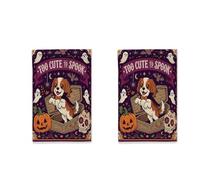 Set di 2 strofinacci da cucina a tema Halloween Cavalier King Charles Spaniel, con stampa di fantasmi gotici spaventosi, ad asciugatura rapida, regalo di inaugurazione della casa per cucinare, cucina
