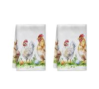 Set di 2 strofinacci da cucina con gallina, rustici, a forma di pulcino, ad asciugatura rapida, per asciugare i piatti, decorazione per la casa festiva, 40,6 x 61 cm (2 pezzi)