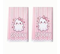 Set di 2 strofinacci da cucina fantasiosi e giocosi con fiocchi e cuori, per Halloween e pesca, riutilizzabili, per cucinare, lavare i piatti, regalo per uso quotidiano, 40,6 x 61 cm