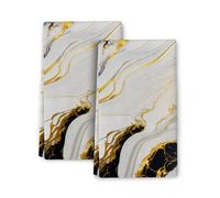 Set di 2 strofinacci da cucina in oro nero, strofinacci decorativi in marmo bianco per cucina, bagno, arredamento per la casa in stile rustico, morbidi panni assorbenti per asciugare le mani, 16 x 24