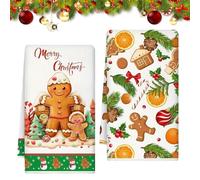 Set di 2 strofinacci natalizi, 40 x 60 cm, strofinacci di pan di zenzero, strofinacci Natale, strofinacci da cucina di Natale, decorazione da tavolo