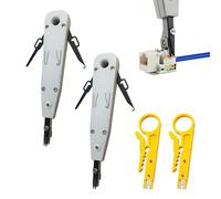 Set di 2 strumenti di crimpatura RJ45 professionali Ethernet Punchdown per presa RJ45 Cat5/Cat6/Ca7 e cavo telefonico Impact Bianco Wire Stripper Strumenti di inserimento terminale