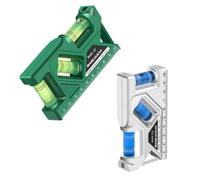 Set di 2 strumenti di misura di livello piccolo, 2 pezzi con facile fissaggio magnetico, materiale ABS, resistente agli urti e alle cadute per superfici in ferro, bolle di calibro a tre livelli